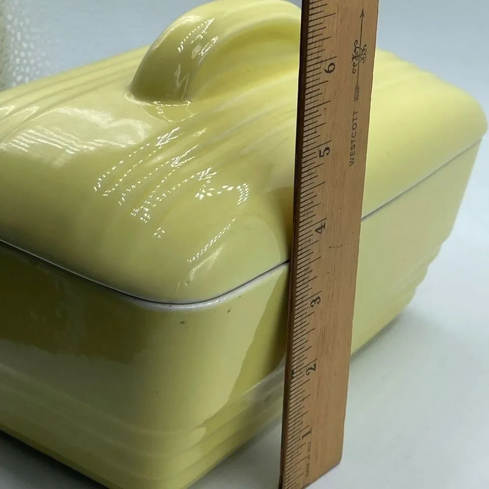 Vintage Hall Art Deco for Westinghouse yellow lidded refrigerator dish.